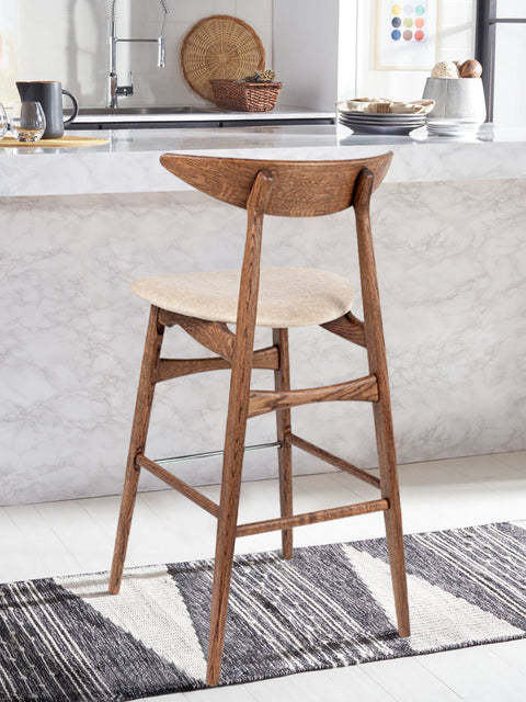 Barstuhl aus Eiche massiv rauchig geölt 97,5 cm weicher Sitz Positano