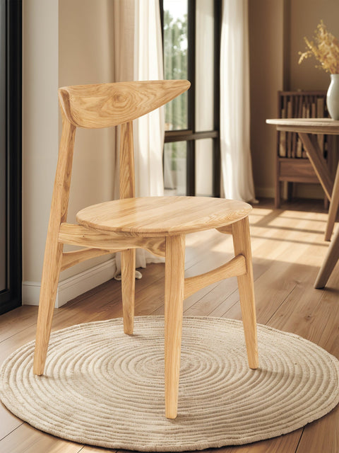 Esszimmerstuhl aus Eiche massiv Natur harter Sitz 75 cm Positano