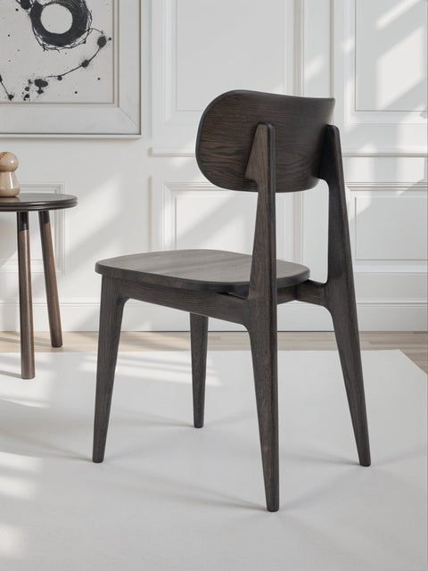 Esszimmerstuhl aus Eiche massiv Schwarz 80 cm harter Sitz Paolo