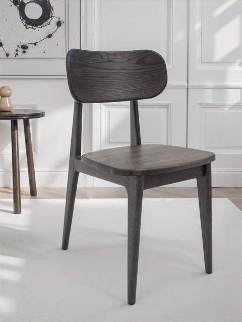 Esszimmerstuhl aus Eiche massiv Schwarz 80 cm harter Sitz Paolo
