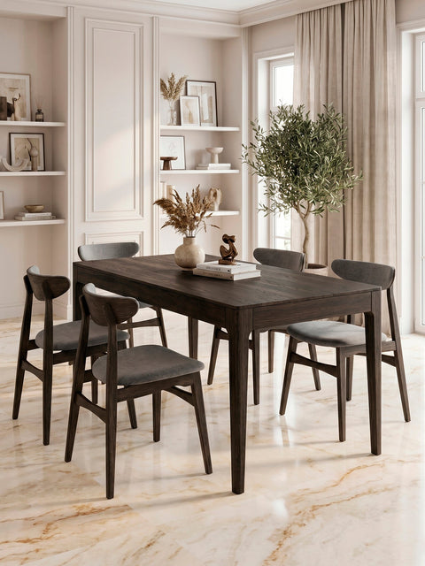 Extendable solid oak wood table 160-215 cm black Luca