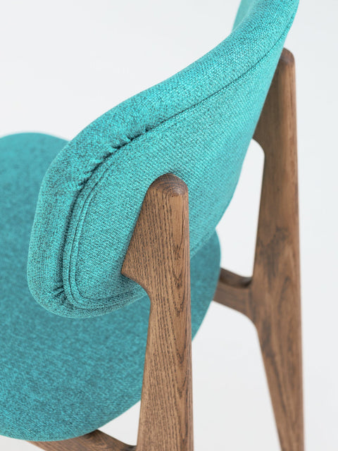 Stuhl aus Eiche massiv rauchig geölt Türkis Mevis