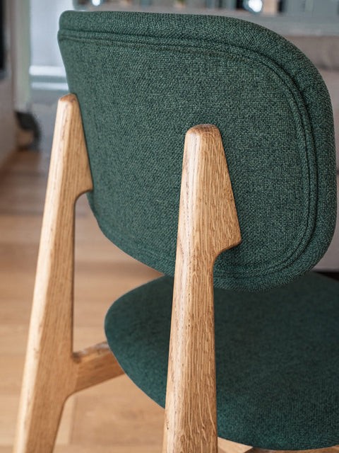 Stuhl aus Eiche massiv Natur weicher Sitz 81 cm Grün Mevis