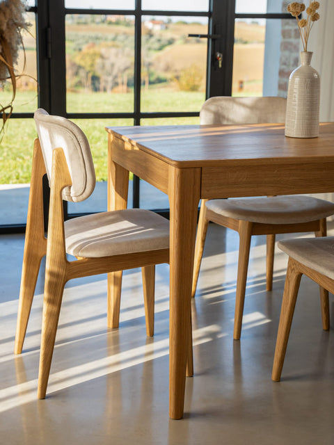 Ausziehbarer Esstisch aus Eiche massiv Natur Luca