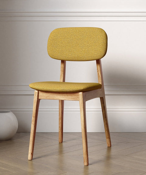 Stuhl aus Eiche massiv 81 cm Natur weicher Sitz Gelb Mevis