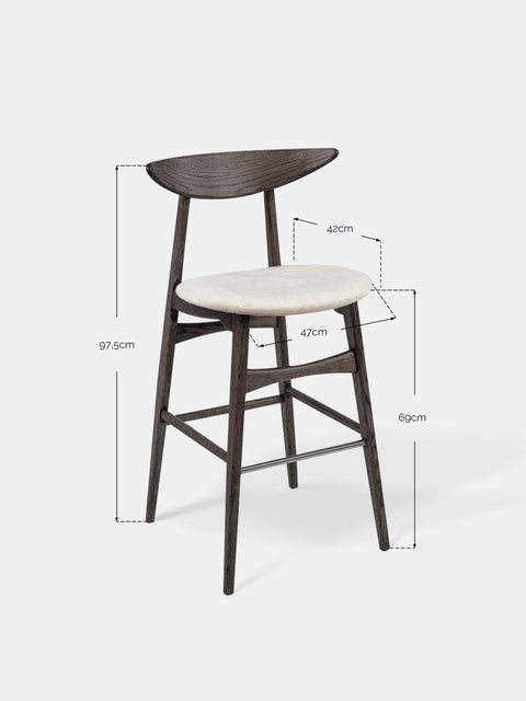 Barstuhl aus Eiche massiv Schwarz 97,5 cm weicher Sitz Positano