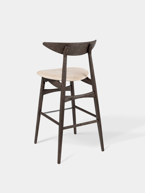 Barstuhl aus Eiche massiv Schwarz 97,5 cm weicher Sitz Positano