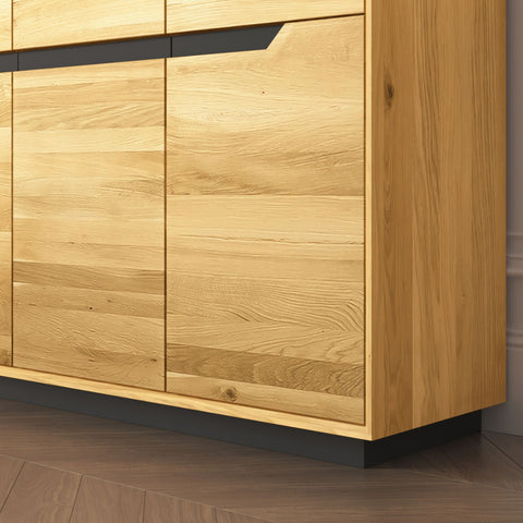 Sideboard aus massiver Eiche 3 Türen 135 x 42 x 90 cm Natur Adena