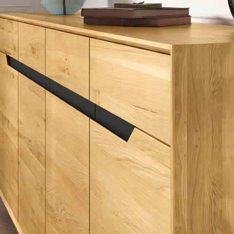 Sideboard 180 cm mit 4 Türen aus massiver Eiche natur modern Adena