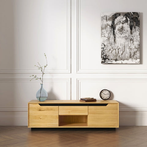 TV-Schrank aus Eiche nassiv 2 Türen 160x42x50 cm Natur Adena