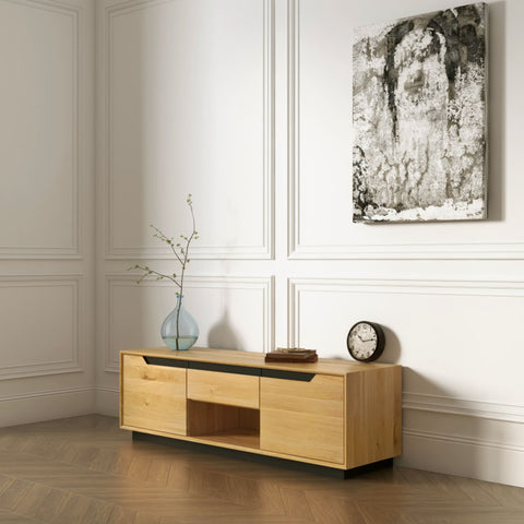 TV-Schrank aus Eiche nassiv 2 Türen 160x42x50 cm Natur Adena