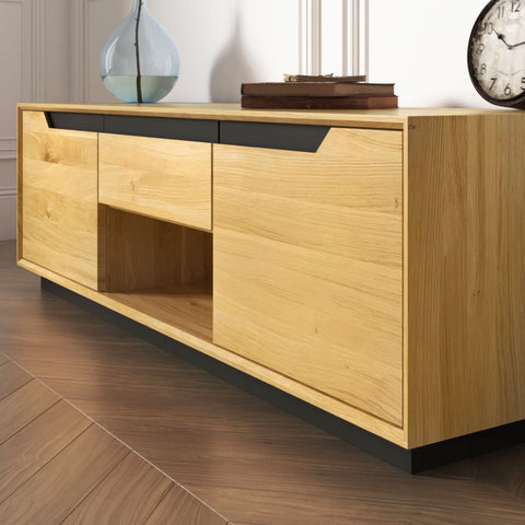 TV-Schrank aus Eiche nassiv 2 Türen 160x42x50 cm Natur Adena