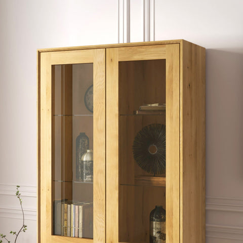 Buffet aus massiver Eiche 95 x 41 x 200 cm Natur Adena