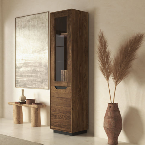 Säule aus Eiche massiv rauchig geölt 49×41×200 cm Adena