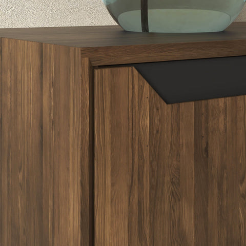 Hochschrank aus Massiveiche rauchig geölter 124×38×134 cm Adena