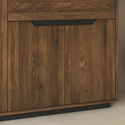 Hochschrank aus Massiveiche rauchig geölter 124×38×134 cm Adena