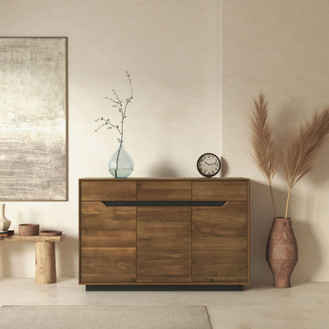 Sideboard aus Eiche massiv rauchig geölt 135 cm Adena