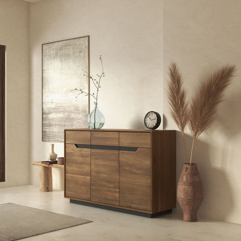 Sideboard aus Eiche massiv rauchig geölt 135 cm Adena