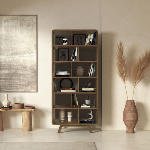 Bücherregal aus Massiveiche rauchig geölter 80×45×180 cm Modena