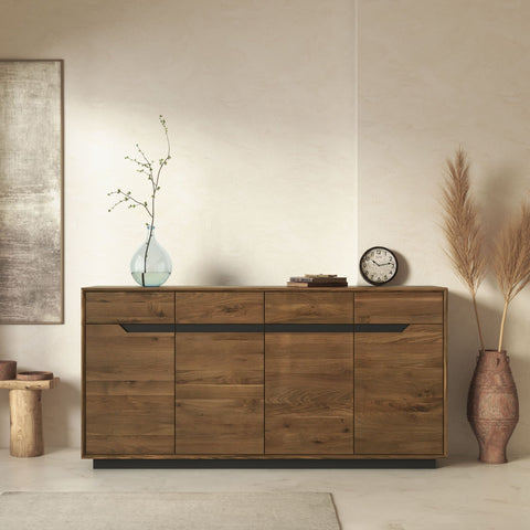 Sideboard aus rauchig geölter Massiveiche 180 cm Adena