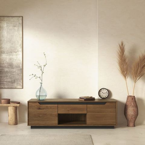 TV-Schrank aus Massiveiche rauchig geölter 160×42×50 cm Adena