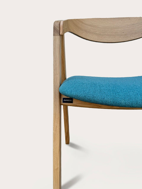Solid oak wood chair natural turcquoise Sorano