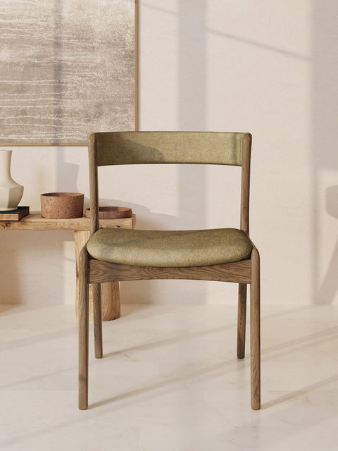 Chair of solid oak 76 cm smoked modern soft Atrani