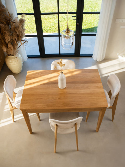 Ausziehbarer Esstisch aus Eiche massiv Natur Luca