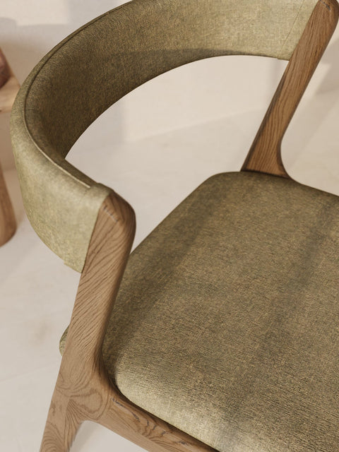 Chair of solid oak 76 cm smoked modern soft Atrani