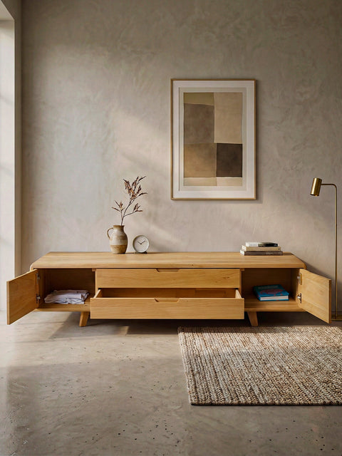TV-Schrank aus Massivholz Eiche natur 180 cm Portofino