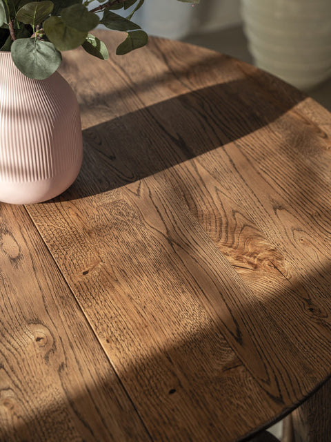 Ausziehbarer Esstisch aus Eiche massiv rauchig geölt Sun