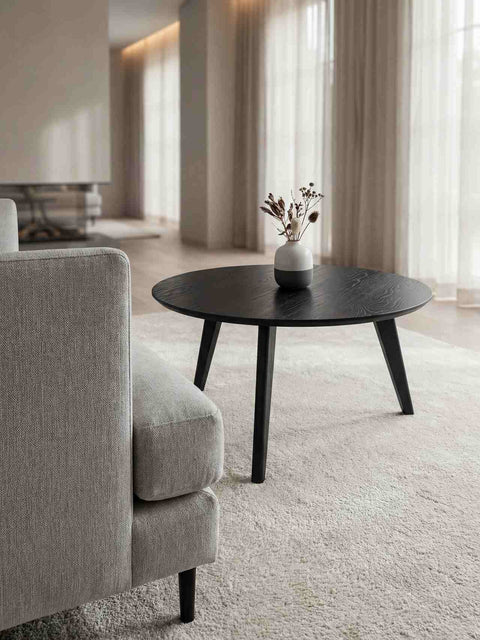 Couchtisch 70 cm aus massivem Eichenholz Schwarz Logan