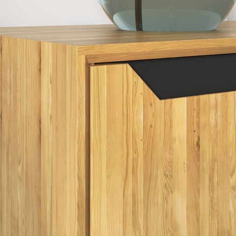 Highboard-Schrank aus massiver Eiche 124 x 38 x 134 cm Natur Adena