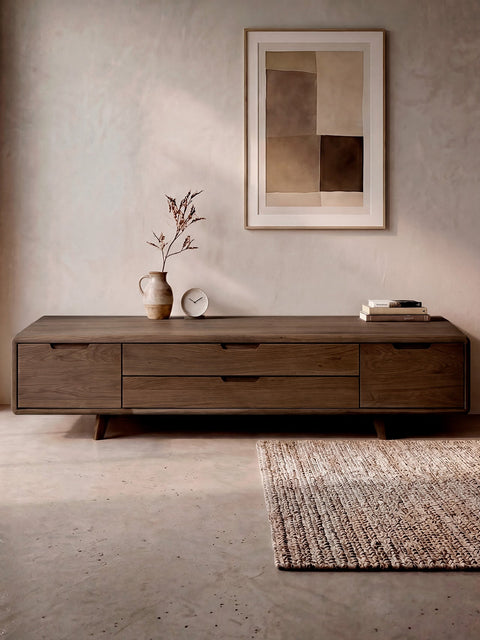 TV-Schrank aus Massiveiche rauchig geölter 180 cm Portofino