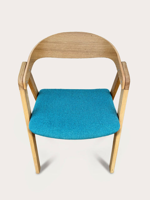 Solid oak wood chair natural turcquoise Sorano