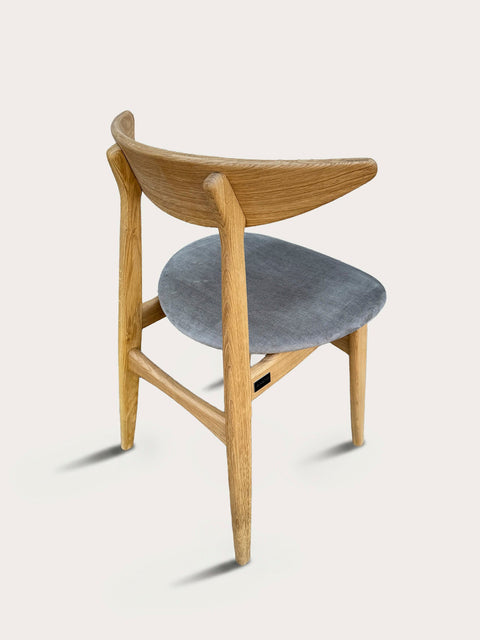 Solid oak wood chair natural velour Positano