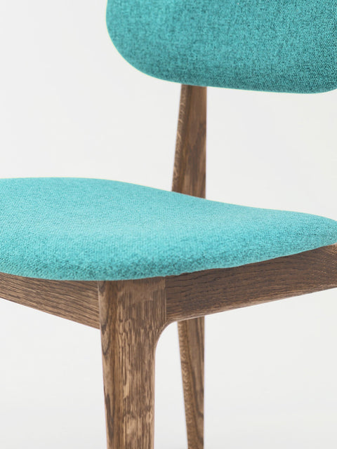 Stuhl aus Eiche massiv rauchig geölt Türkis Mevis