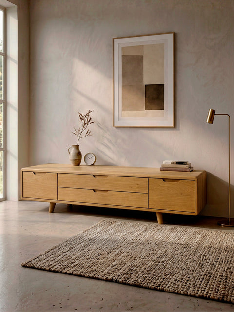 TV-Schrank aus Massivholz Eiche natur 180 cm Portofino