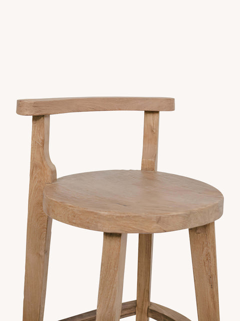 Bar chair from reclaimed teak rustic natural 40x40x85 cm Ravello