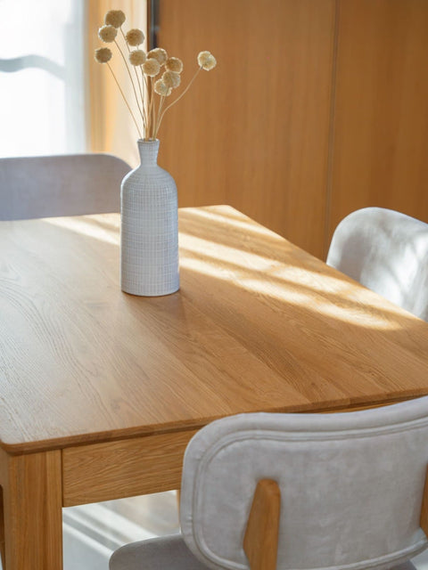 Ausziehbarer Esstisch aus Eiche massiv Natur Luca