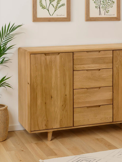 Kommode aus massiver Eiche 4 Schubladen 2 Türen zwei Größen Natur Portofino