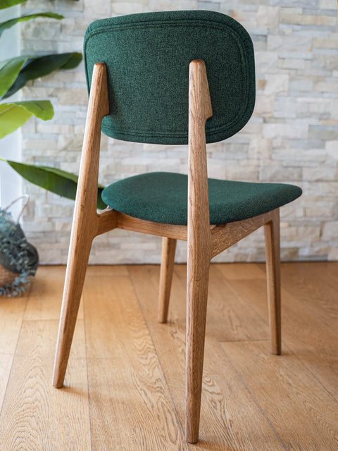 Stuhl aus Eiche massiv Natur weicher Sitz 81 cm Grün Mevis