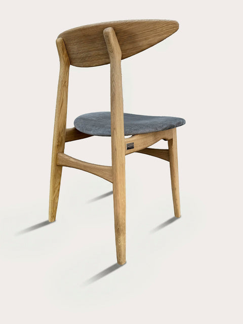 Solid oak wood chair natural velour Positano