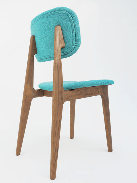 Stuhl aus Eiche massiv rauchig geölt Türkis Mevis