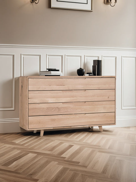 Kommode aus massiver Eiche weiß geölt 150 cm Portofino