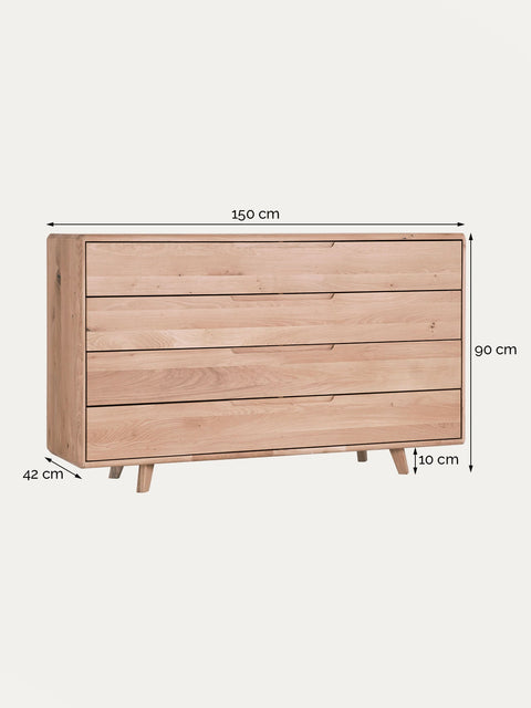 Kommode aus massiver Eiche weiß geölt 150 cm Portofino