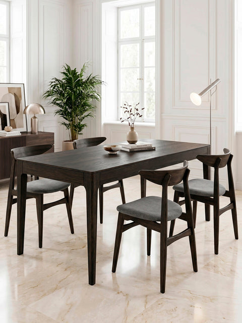 Extendable solid oak wood table 160-215 cm black Luca