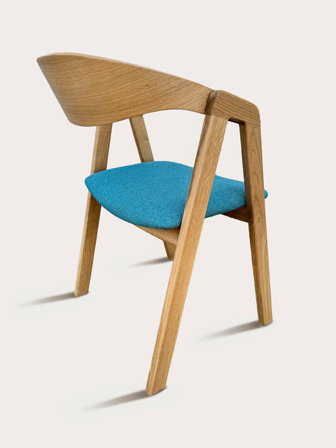 Solid oak wood chair natural turcquoise Sorano