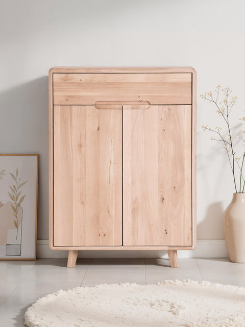 Schuhschrank aus massiver Eiche weiß geölt 80 cm Portofino