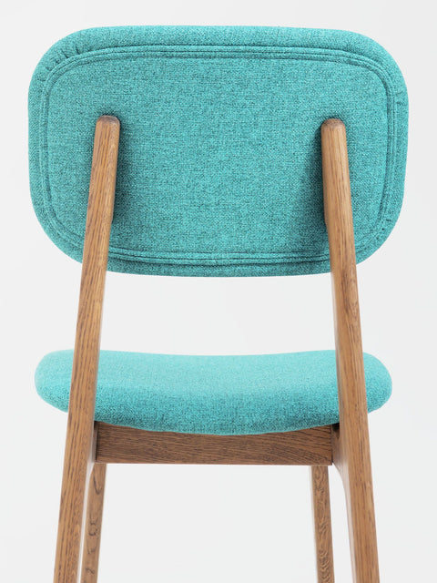 Stuhl aus Eiche massiv rauchig geölt Türkis Mevis